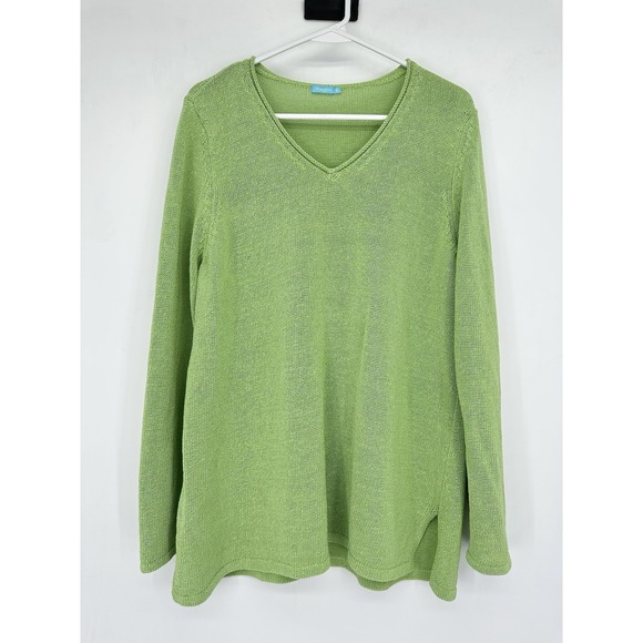 J. McLaughlin Sweaters - J McLaughlin Lime Green Knit Sweater XL V Neck Coastal Grandmacore Preppy Resort